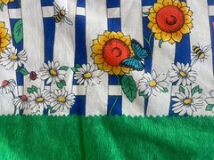 2.33Y Fabric Traditions 1996 Picket Fence Butterfly Ladybug Daisy Bee #2565 VTG