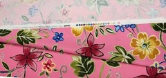 MILL CREEK SKETCH FLORAL PINK GREEN YELLOW VINE COTTON MULTIUSE FABRIC BY YARD