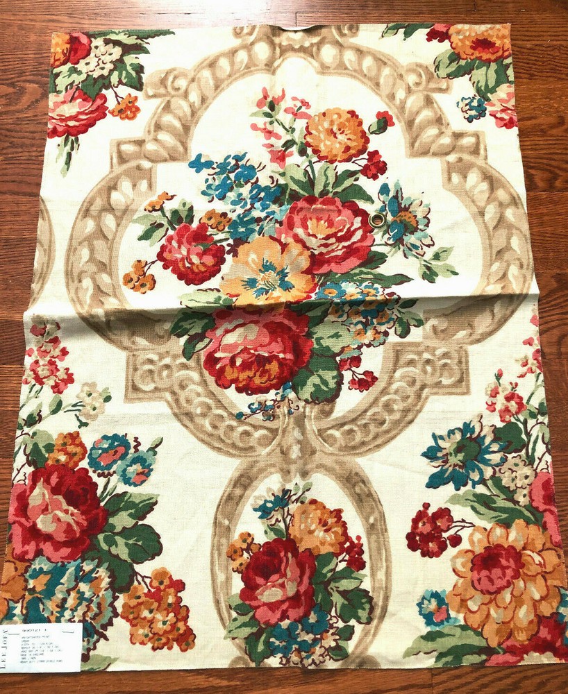 LEE JOFA Knightshayes in Cream 25 1/2 x 33 1/4″ Linen Floral Fabric Sample