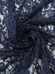 Floral Lace Fabric Special Occasion Black Navy Blue No Border By the Yard