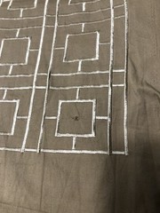 Maxwell Geometric Squares Embroidery Trellis Fabric Grand Central Tan 60x3Yd New