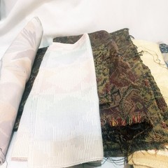 3 lbs 3 oz Lot of Fabric Small Scraps Samples Mixed pieces sizes colors textures