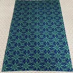 Vibrant Green Blue Ethnic Seamless Pattern Boho Floral Fabric 52x 34 1.44 Yards