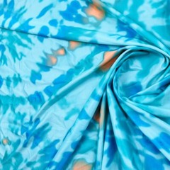 Tie Dye Blue Print Nylon Spandex Fabric 4 Way Stretch By Yard