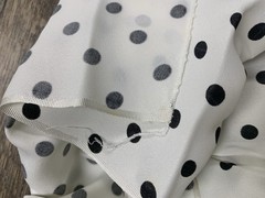 Vintage Black Polka Dots White Fabric 43” X 75” 2 Yards Polyester ? Craft Dot