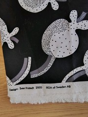 IKEA 2005 Sven Fristedt Black White 1 1/3 Yard Cotton Fabric Frosted Poppy