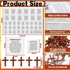 38 Sets Pocket Prayer Quilt Kits with Wooden Crosses, Mini Prayer Cloth Squares