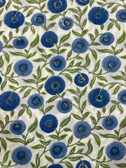 Floral Sewing Material 5 Yards Cotton Fabric Hand Block Print Indian Sanganeri