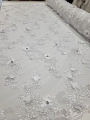 Gray Soft Silky Poly Chiffon Fabric By The Yard – Sheer Clear Sequin Embroidery