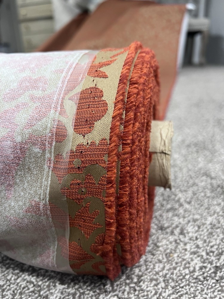 Orange Gold Floral Pattern Upholstery Fabric Roll