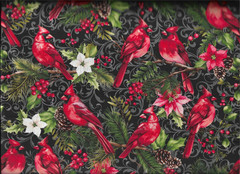 100% cotton Christmas fabric Feathers & Flourish – Cardinals” by Studio E