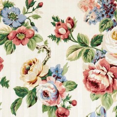 Vintage Mill Creek Floral Pastel MULTI Pink Cotton Drapery Pillow Fabric BTY