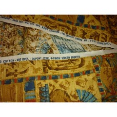 Vintage 5th Avenue Designs Egyptian Revival Linen Fabric 48×52 Winged Scarab