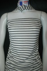 Linen Cotton Rayon Knit Jersey fabric 1/8″ Black 7/16″ Natural Oatmeal Stripes