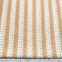 Vintage Striped Florals Fabric Country Polished Cotton Blend by the HALF YARD