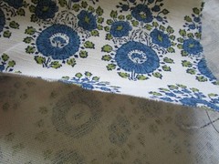 John Robshaw Lanka Linen Blend Blue Indeinne Floral Fabric Print 2.55 yds