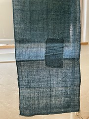 Antique Japanese BORO Light Indigo Kaya Mosquito Net Cotton Asagi Blue 82”