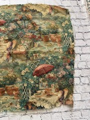 Vintage Romantic Scene French Country Tapestry Woven 26”x 38” Upholstery 2 Piece