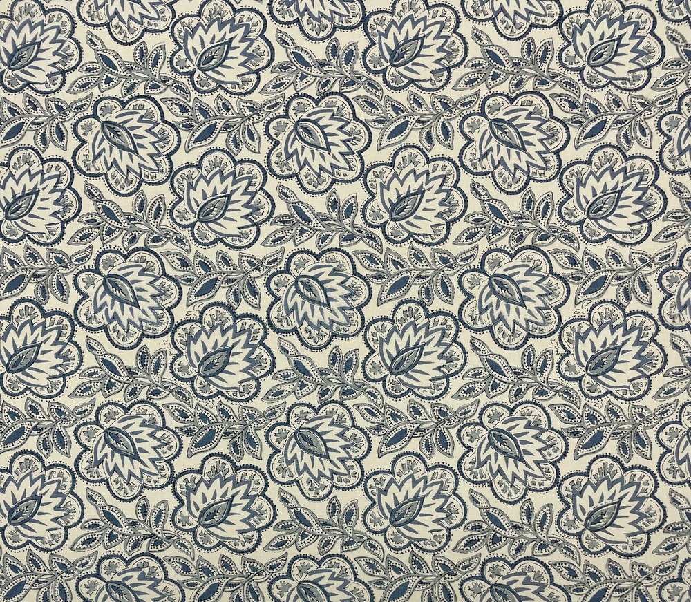 BALLARD DESIGNS BEMBRIDGE BLUE FLAX FLOARL PAISLEY MULTIUSE FABRIC BY YARD 54″W