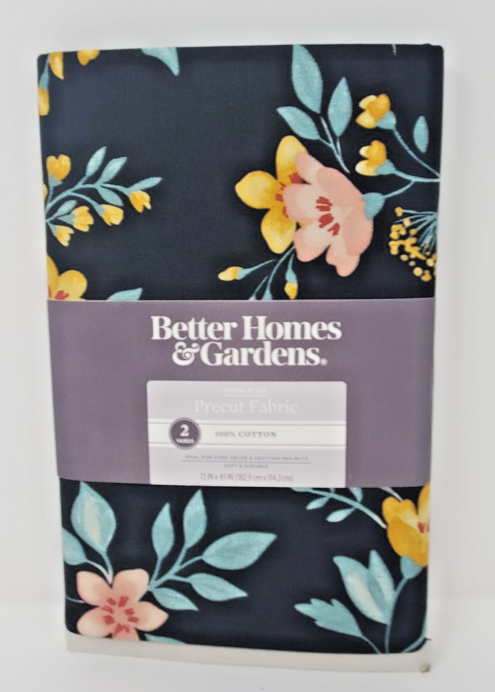 Better Homes And Gardens ~ Precut Fabric ~ 2 Yards ~ Floral Black