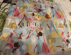 NEW MOD WOMAN WALKING FABRIC- 20” t x 40” w