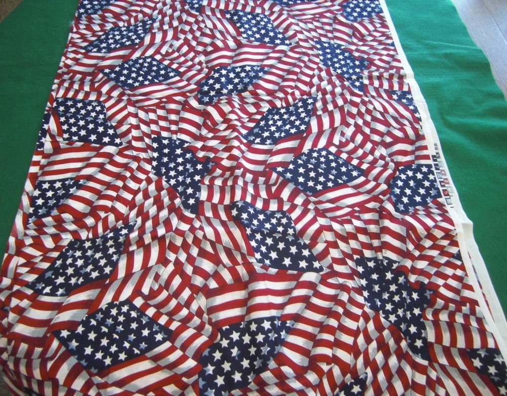 Lot of Patriotic Red White Blue Fabric Pieces Flag Words & Valance