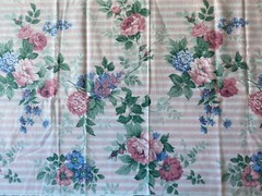 ARTHUR SANDERSON FABRIC~1989~English Garden UK~PINK WHITE STRIPE~Large Floral~