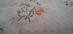 VTG Unused Pink Floral Rose Print Dotted Swiss Fabric 1.5 Yard X 44″ Estate Find