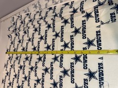 Vintage Fabric Remnant Dallas Cowboys NFL Football Team White Blue Stars Cotton