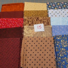 LOT OF 15 FAT QUARTERS COTTON FABRIC ASSTD COLORS & DESIGNS lot 15