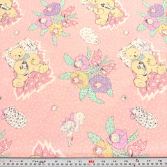 Baby Flower Bouquets Timeless Treasures Pink Cotton Fabric Remnant 23″ x 43″
