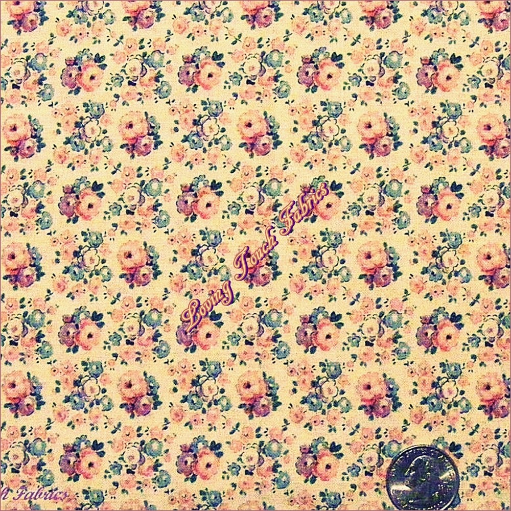 PAINTBRUSH STUDIO “ANTIQUE TREASURES ROSE” FLORAL FABRIC PRICED PER 1/2 YARD