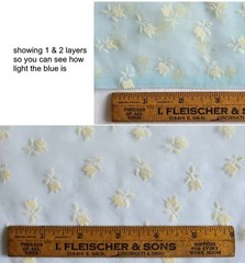 Mixed lot of flocked sheer floral fabric, pink yellow aqua blue, sizes in photos