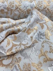 Metallic Brocade Floral Swirls Fabric Shiny Sold By The Yard SILVER GOLD FOR DRE