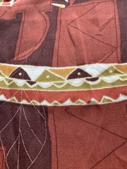 2 Pieces 36x 44 Each Fabric Brown/Red Colors Geometric Pattern Soft Fabric
