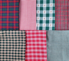 Primitive Homespun Plaid Fabric Lot Red Green 2 Pounds 3 Ounces Christmas