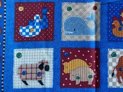 FABRIC TRADITION 1995~Country Stitch~NOAHS ARK~Animal Button~FRAYED QUILT SQUARE