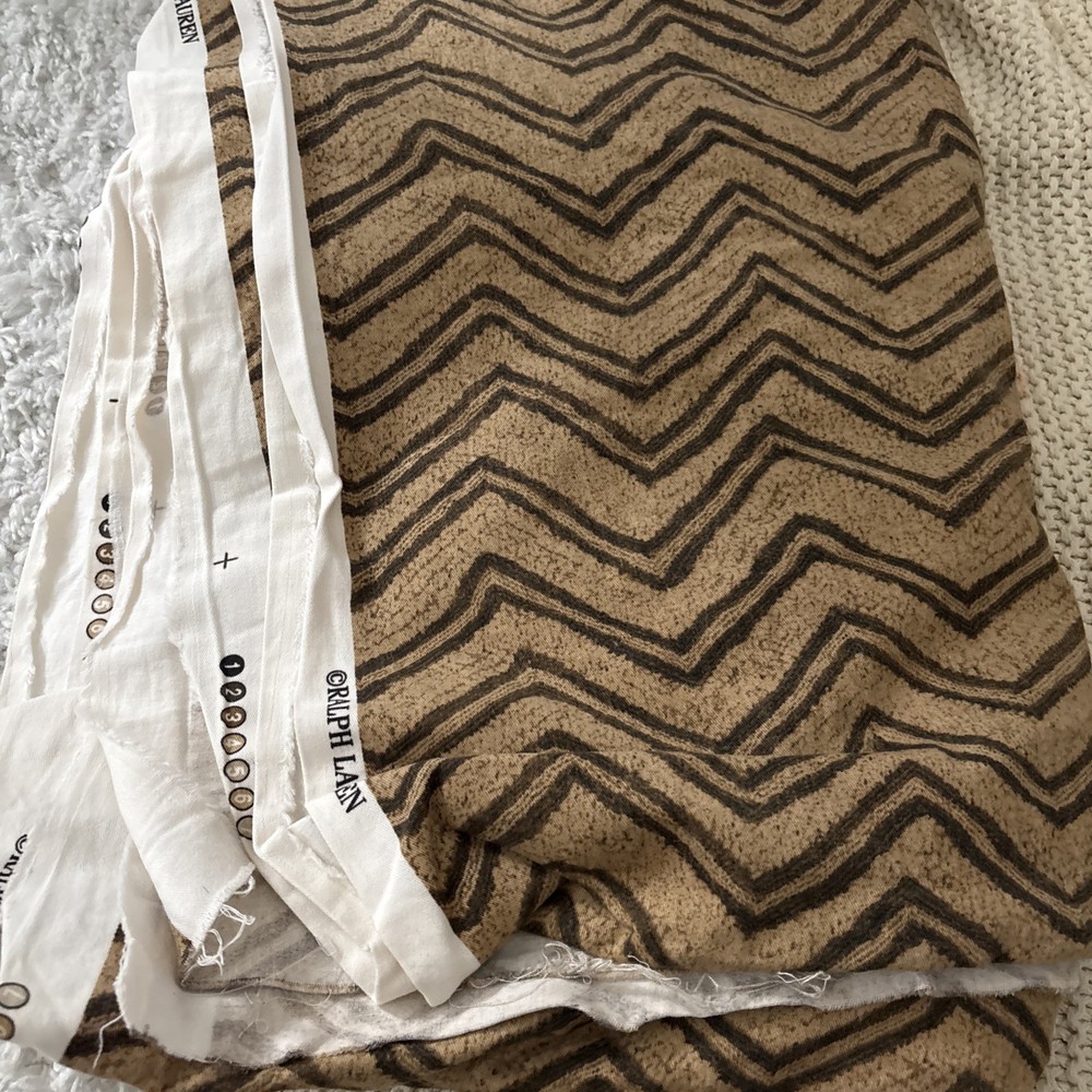 Ralph Lauren fabric, tan , Black brown zig zag pattern. 4.75 yards x 55 Wide