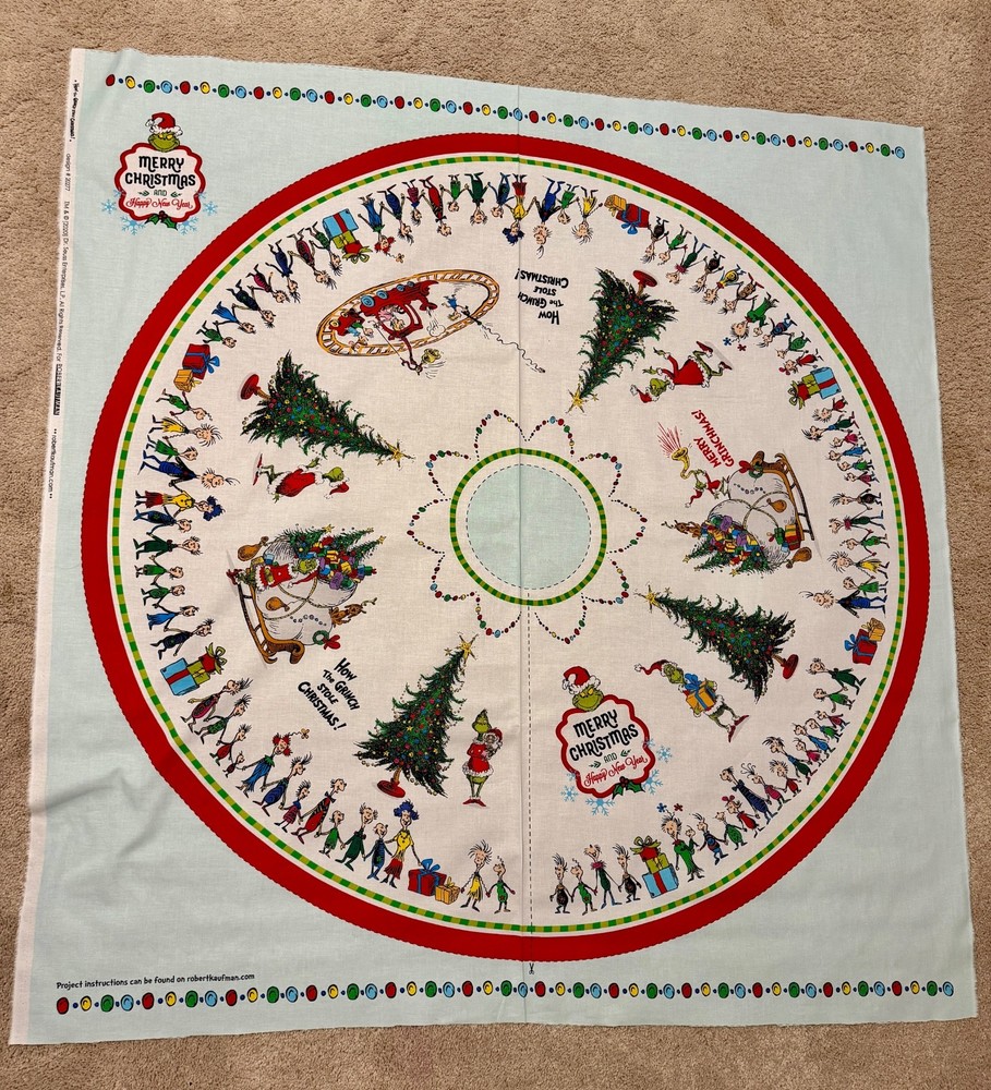 FREE ship RK How the Grinch Stole Christmas Tree Skirt panel 100% cotton fabric
