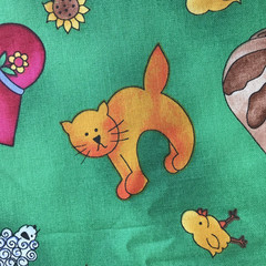 Vtg Sunbonnet Sue Suzie Q on Farm Fabri-Quilt by the yard Cotton Fabric 44″ w