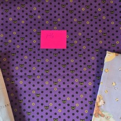 DESTASH Lot of 3 Fabric Pieces Multicolor Map Purple Dots Blue Cow Moon Cat