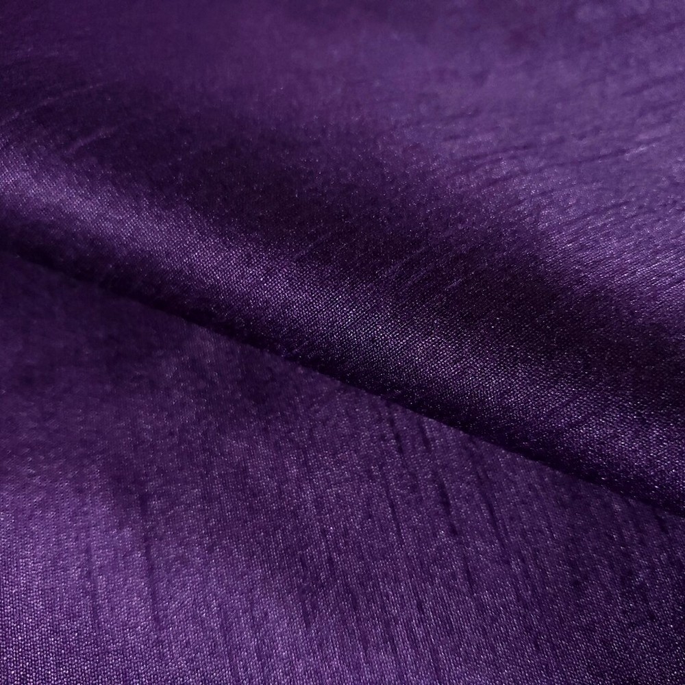 DARK PURPLE BLACK TWO TONE FAUX SILK POLY DUPIONI FABRIC 58″ BY THE YARD
