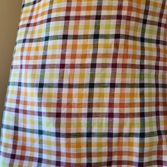 Linen Fabric; cheery bright check pattern, multi-color; 57″ wide; many uses!