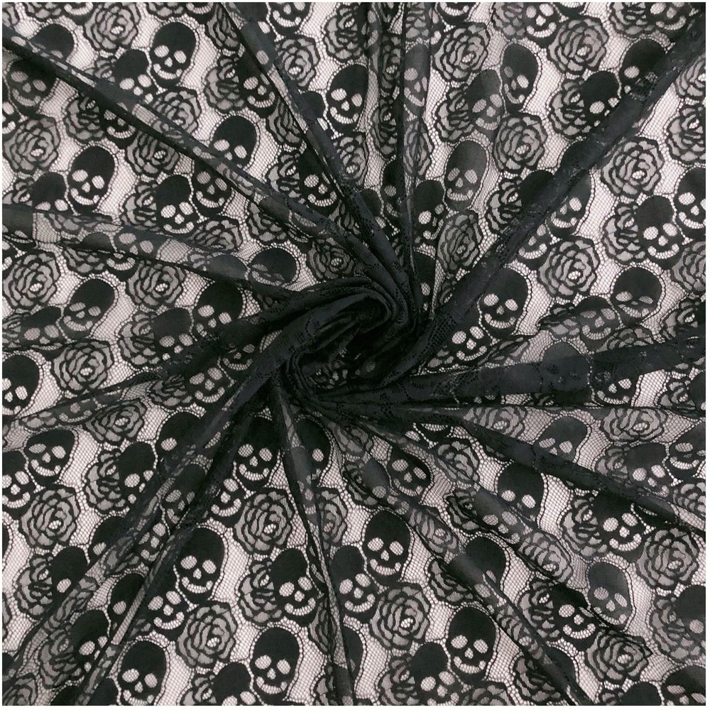 60 * 36 inches Lace Fabric, 1 Yard Black Skull Pettern Lace Fabric, 1 yd Non-…