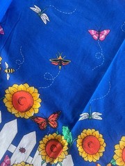 2.33Y Fabric Traditions 1996 Picket Fence Butterfly Ladybug Daisy Bee #2565 VTG