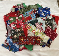 Christmas Fabric Scraps For Crumb Quilting Cotton Assorted Size N Color Bag B