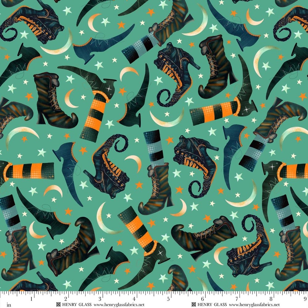 Witch Boots in Turquoise | Witchy Wicked | Blank Quilting