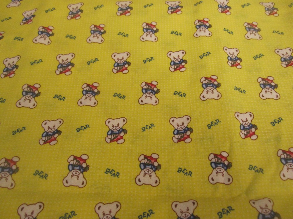 Cotton Fabric Petite Teddy Bears Tossed on Yellow Jo Ann 2yd 8″ x 44