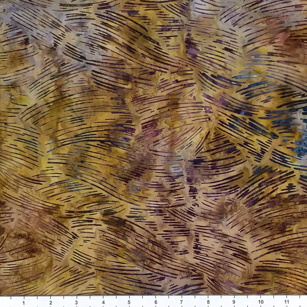 1 Yard Cut of Lunn Fabric Brush Strokes Batik 100% Cotton 3472 Jewel Rust Purple