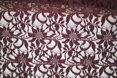 EMBROIDERED 3D FLORAL LACE ULTRA SOFT FABRIC BURGUNDY 59″ WIDE BY THE YARD